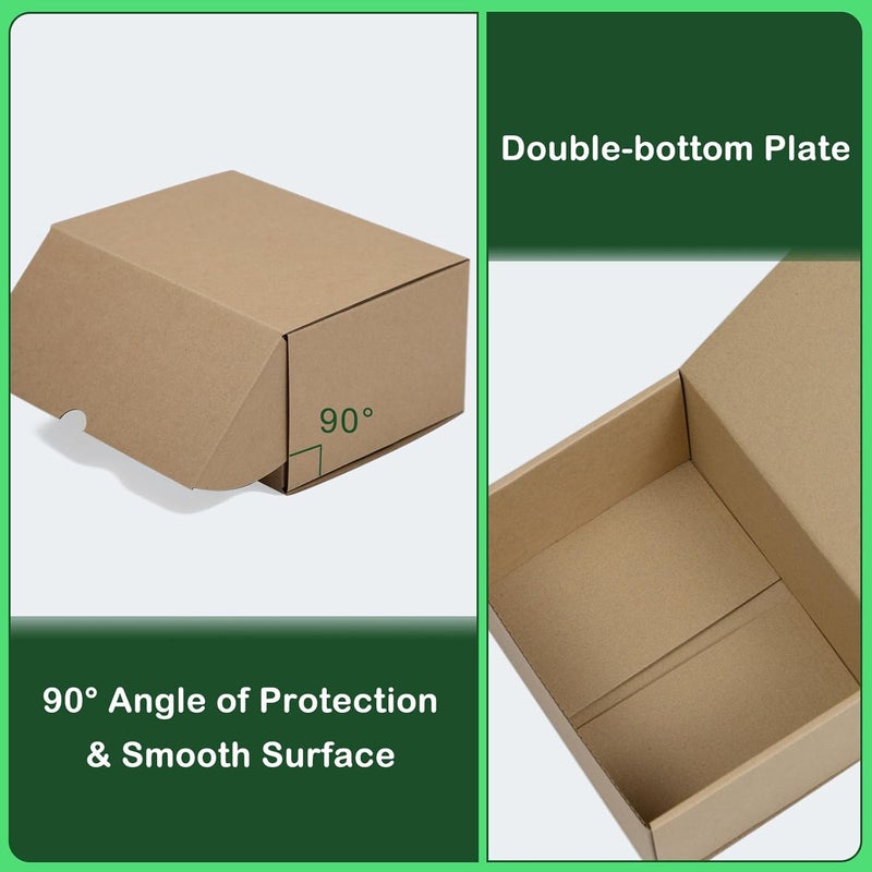 HESESOH 8x6x4 Inches Shipping Boxes Set of 20, Brown Corrugated Cardboard Box Literature Mailer for Packing Small Business - Image 3